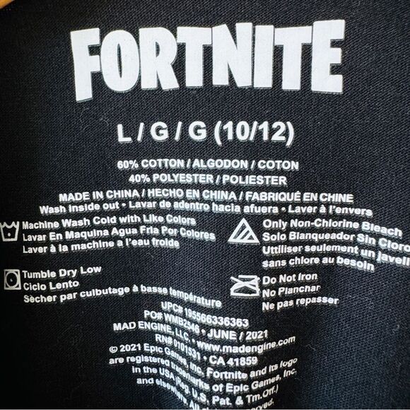 Fortnite Boys Kids Black Crewneck Short Sleeve Logo Graphic Tee. Youth Large. - Picture 7 of 7